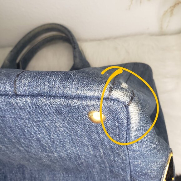 Prada Two-Way Canapa Tote - Blue Denim w/ Original Crossbody Strap & COA - Picture 8 of 17
